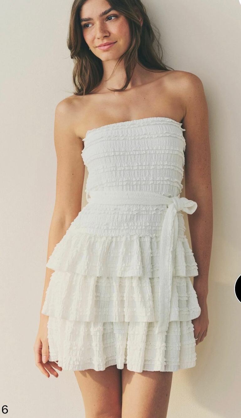 One clothing  LA BANDEAU RUFFLE TEXTURED TIE WAIST MINI dress -